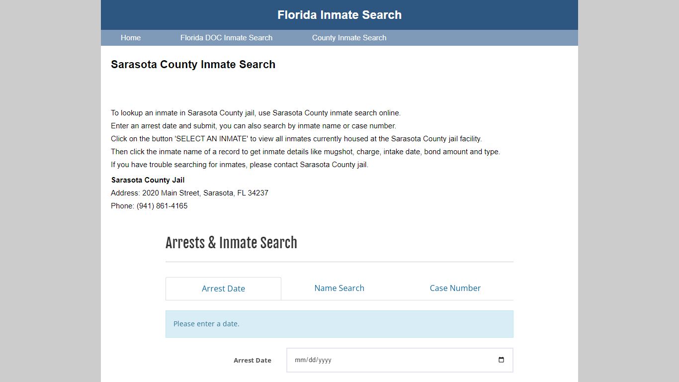 Sarasota County Inmate Search